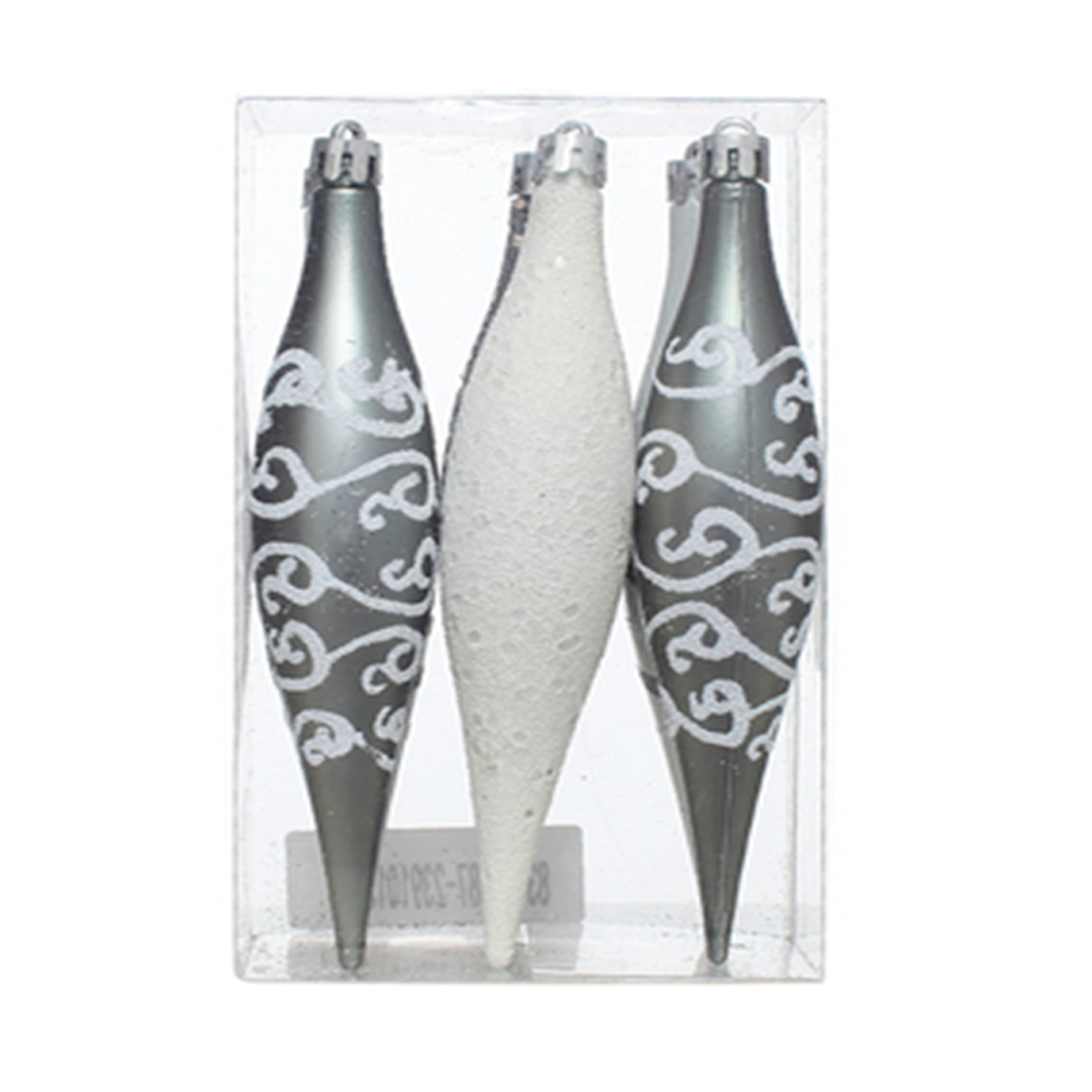 JUEGO DE 6 ESFERA CAJA PVC  (831-2787-239101363C) 16CM PLATEADO/BLANCO