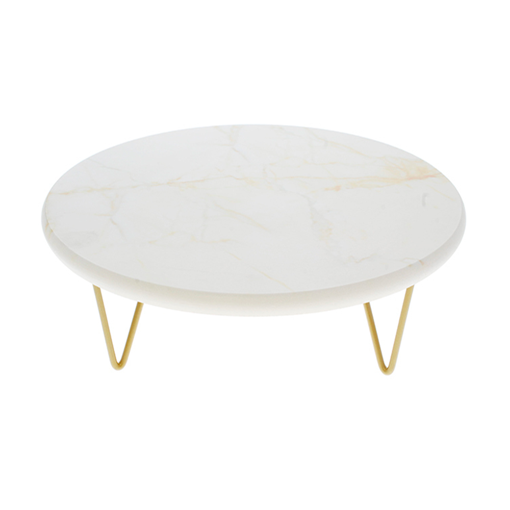 BASE P/DULCE 29X29X9 CM (37729) BLANCO/DORADO