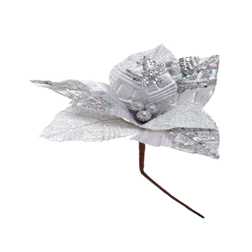 ADORNO PONSETIA  (831-AMX044-1883C) 1 UNI 25CM  PLATEADO