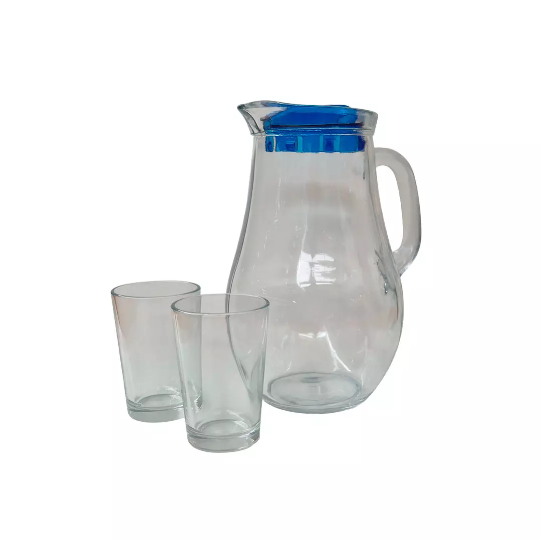 JARRA C/VASO (BISTRO) 7PZAS 6.3/4OZ / 61.3/4OZ 748-97346 TRANSPARENTE/AZUL
