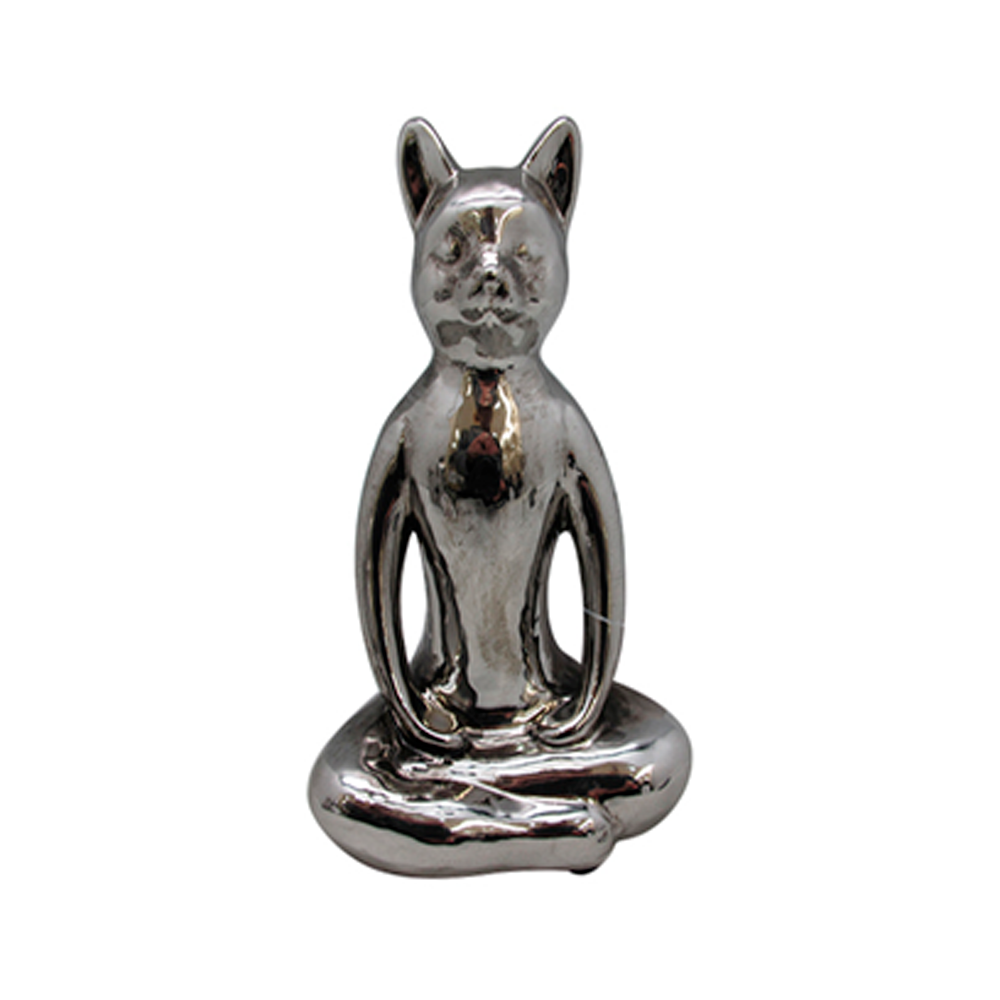 ADORNO GATO (704-90112273) 10.5X7X15CM PLATEADO